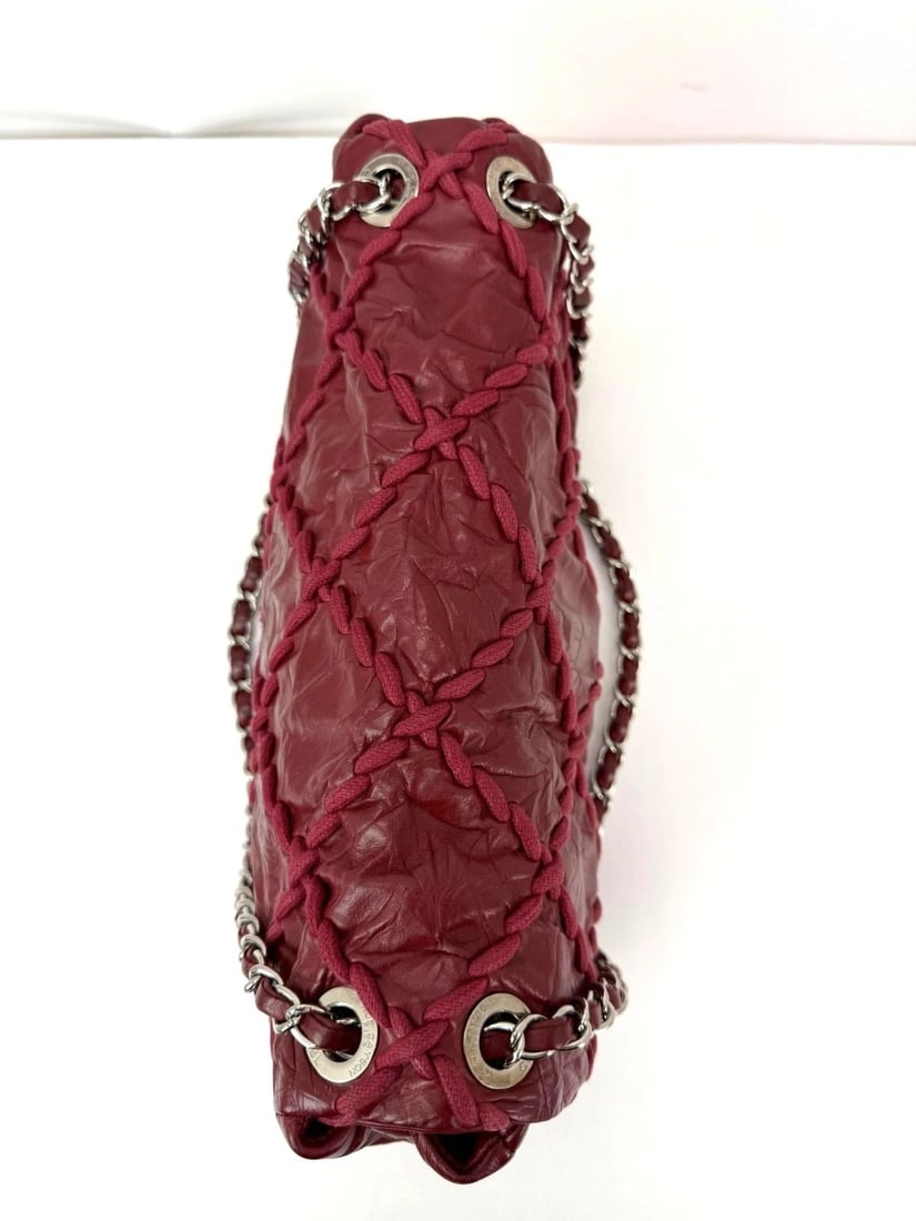 Chanel Calfskin Medium Ultra Stitch Flap Dark Red Shoulder Bag - 13