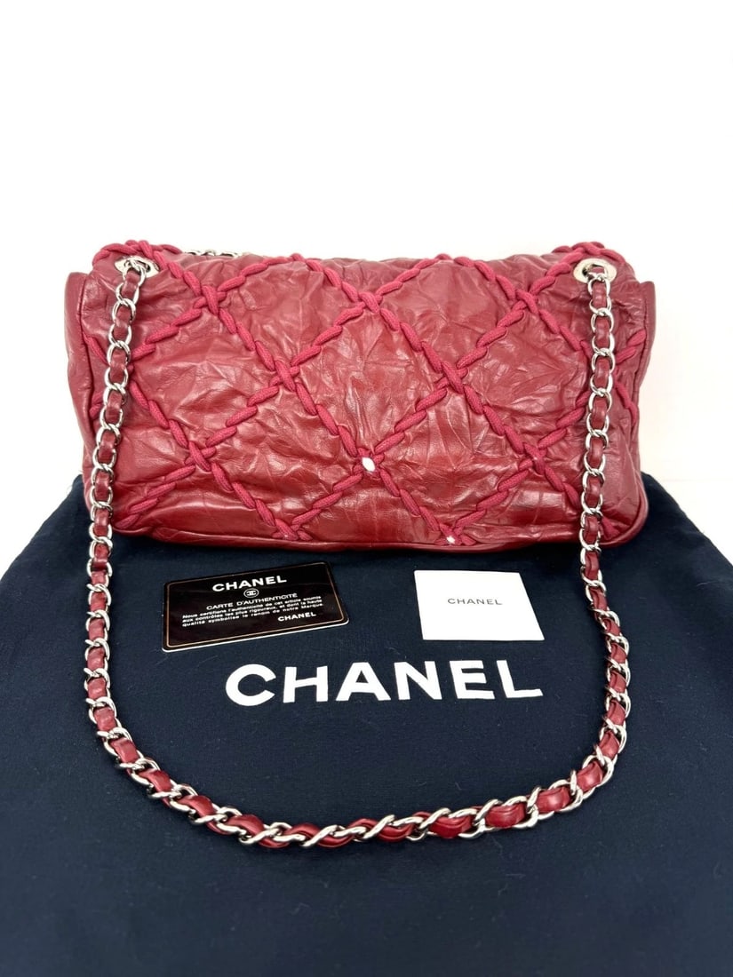 Chanel Calfskin Medium Ultra Stitch Flap Dark Red Shoulder Bag - 3