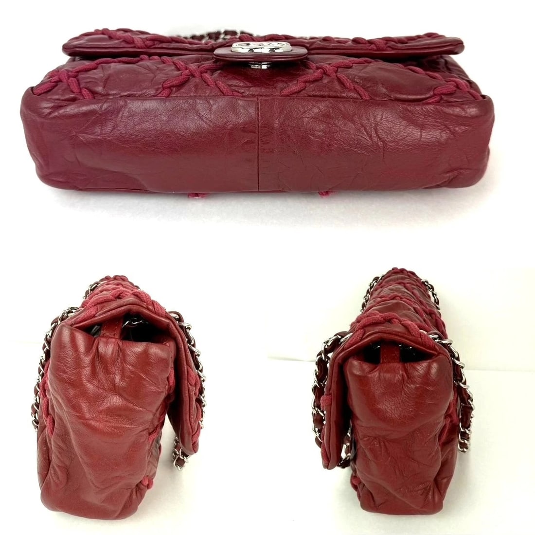 Chanel Calfskin Medium Ultra Stitch Flap Dark Red Shoulder Bag - 4