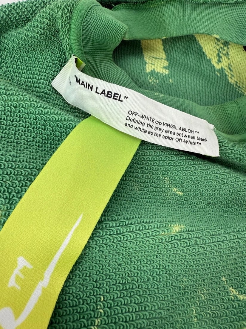 OFF White Tye Dye Xtra Crop Sweatsh Light Green Sweatshirt NEW - 11