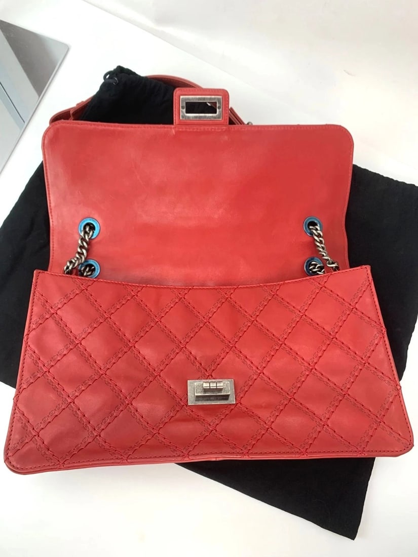 Chanel Calfskin CC Crave Reissue Crown Jumbo Flap Light Red Bag - 6