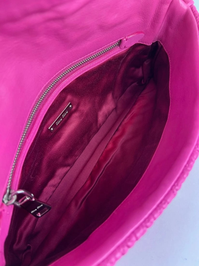 Miu Miu Pink Lambskin Nappa Crystal Shoulder Clutch Bag - 12