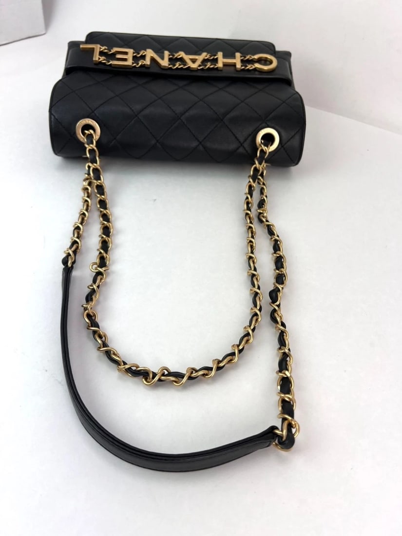 Chanel Calfskin Quilted Enchained Black Flap Shoulder Bag - 11