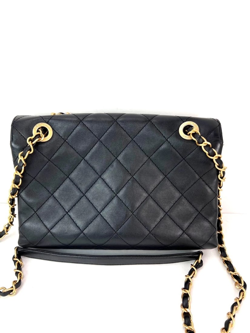 Chanel Calfskin Quilted Enchained Black Flap Shoulder Bag - 3