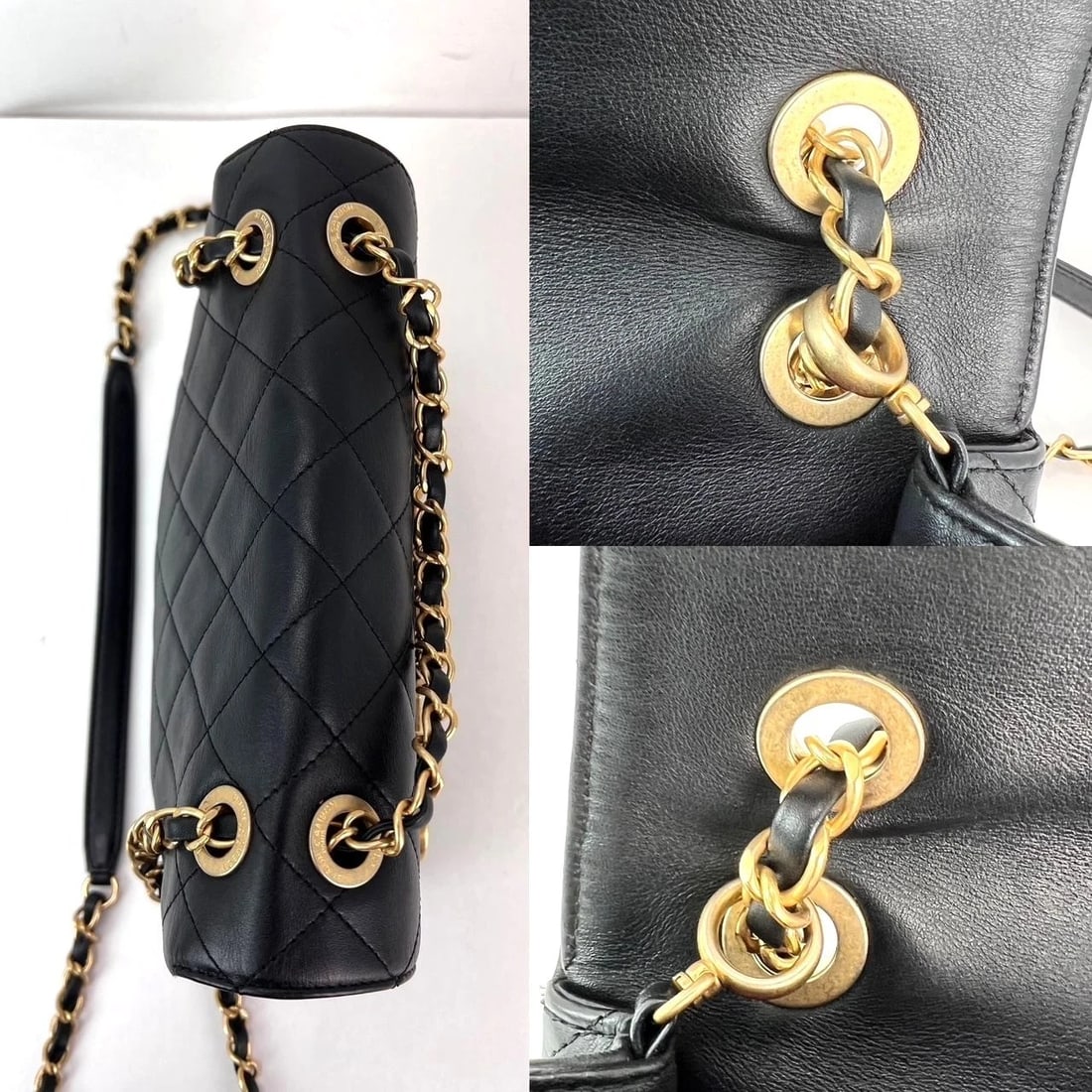 Chanel Calfskin Quilted Enchained Black Flap Shoulder Bag - 4