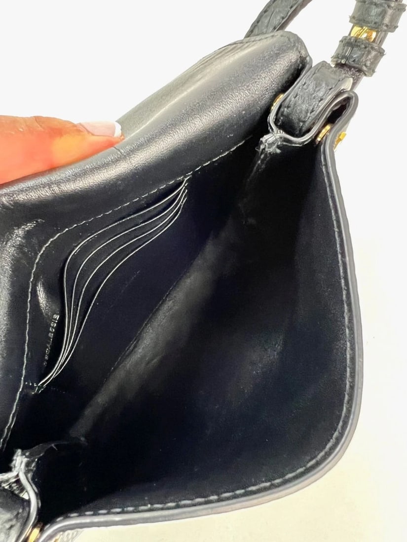 Burberry Signature Grain Leather Check Embossed Langley Black Crossbody - 5