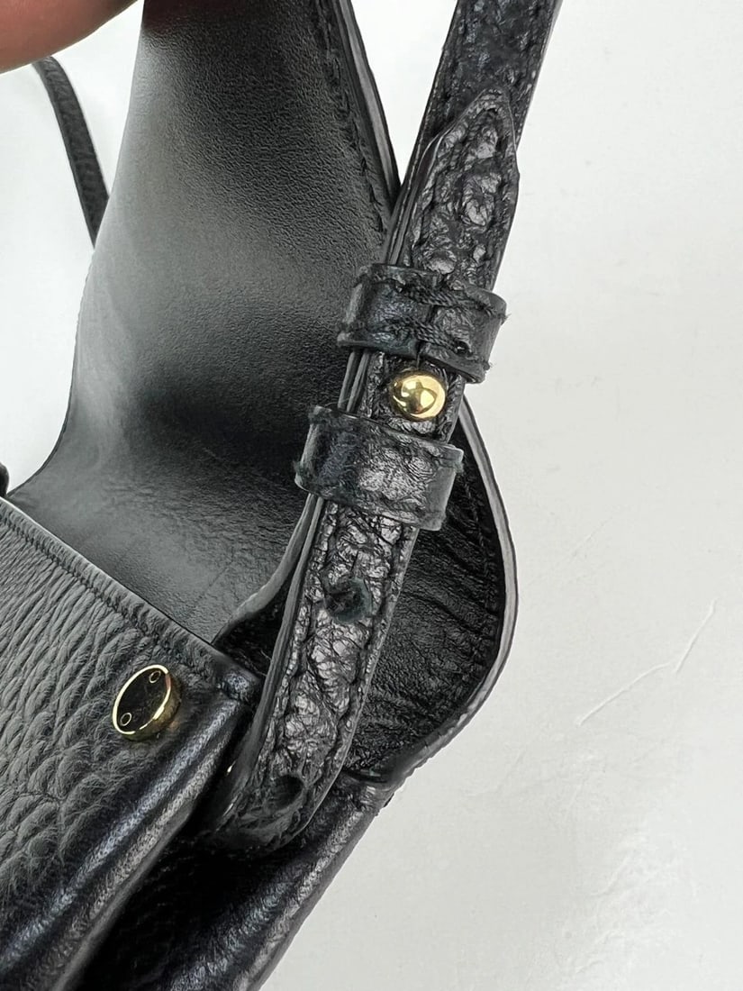 Burberry Signature Grain Leather Check Embossed Langley Black Crossbody - 9