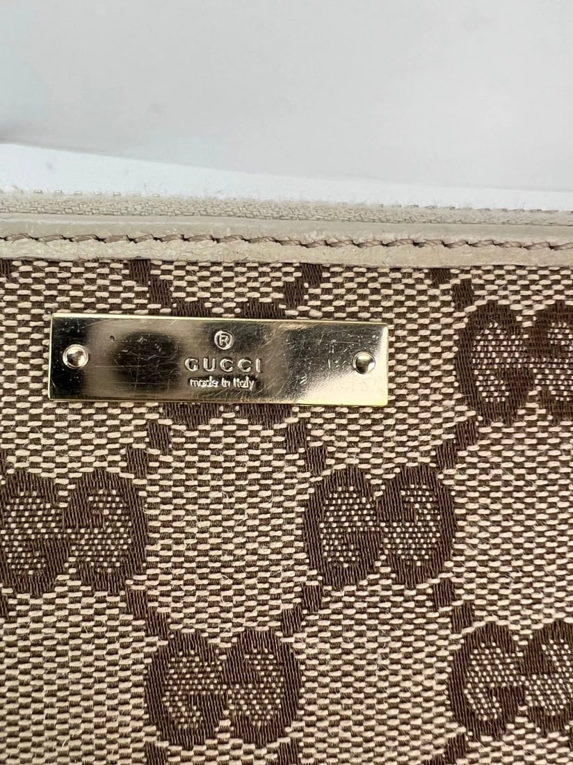 Gucci GG Logo Beige Zip Around Canvas Long Wallet - 12