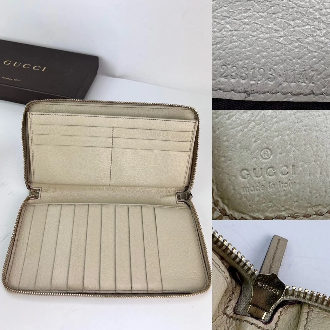 Gucci GG Logo Beige Zip Around Canvas Long Wallet - 5