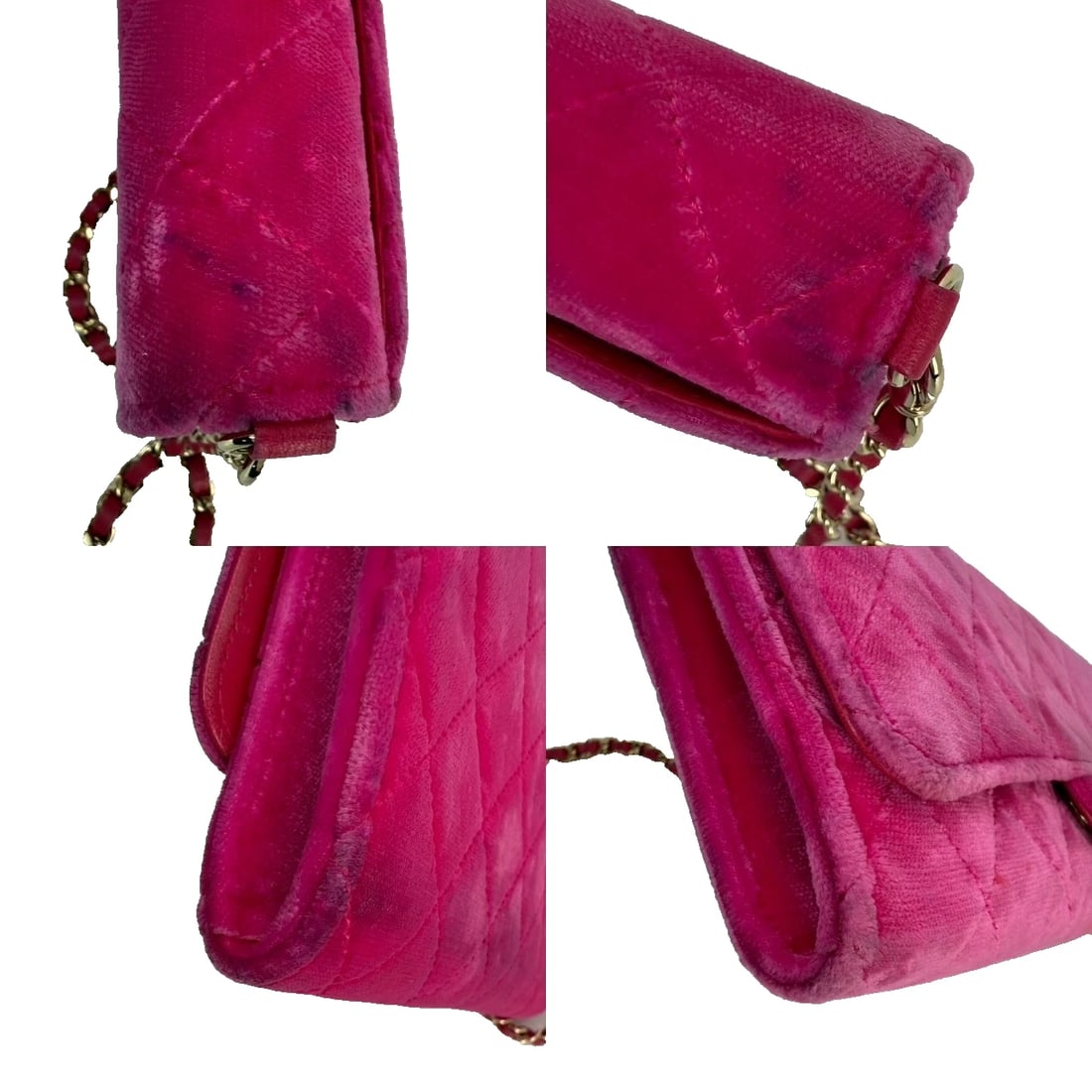 Chanel Velvet Quilted Timeless Fuchsia Wallet on a Chain Clutch Bag - 9