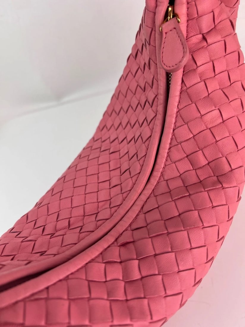 Bottega Veneta Nappa Intrecciato Medium Veneta Hobo Rose Pink Bag - 13