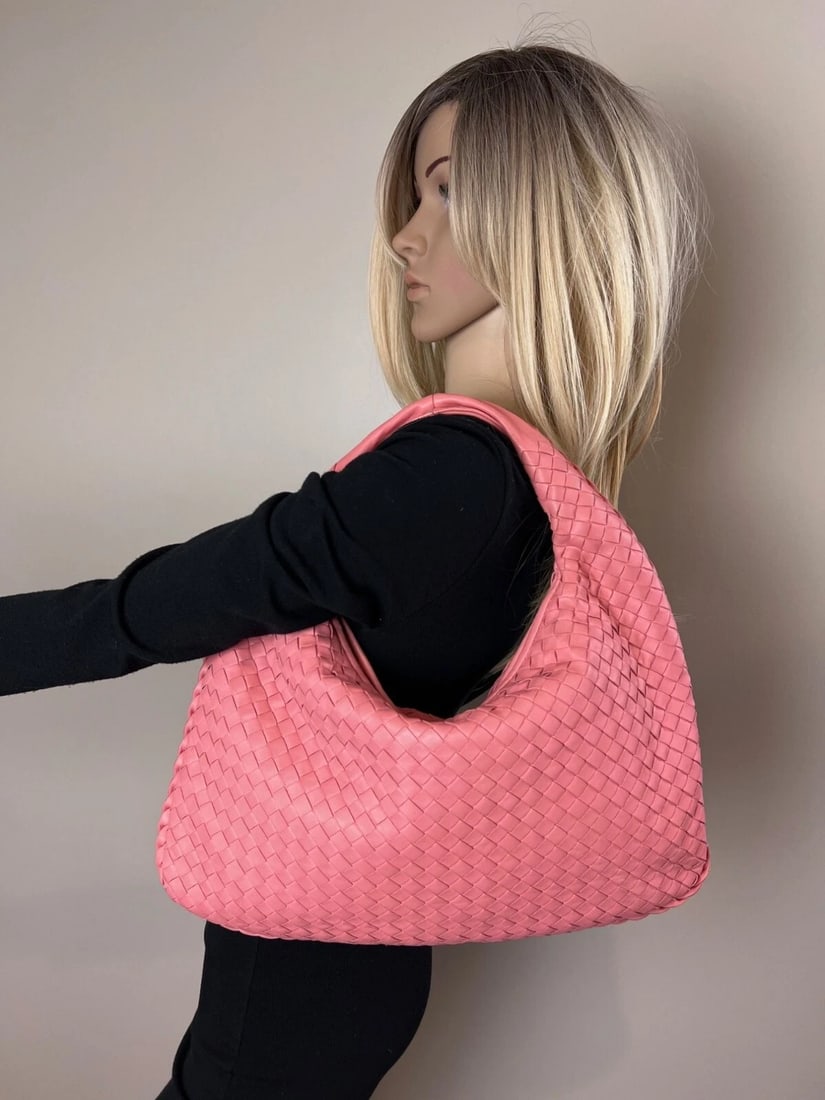 Bottega Veneta Nappa Intrecciato Medium Veneta Hobo Rose Pink Bag - 14