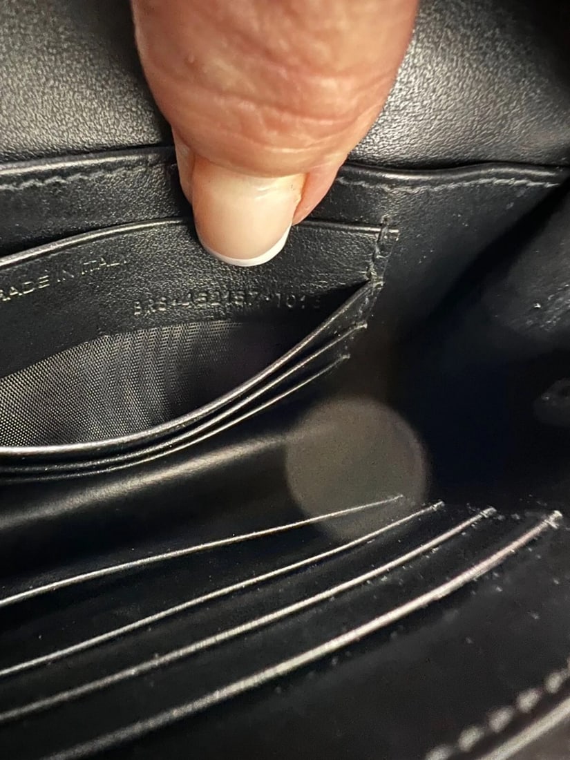 Saint Laurent Black Leather Sunset Wallet Chain Crocodile EmbossedBag - 14