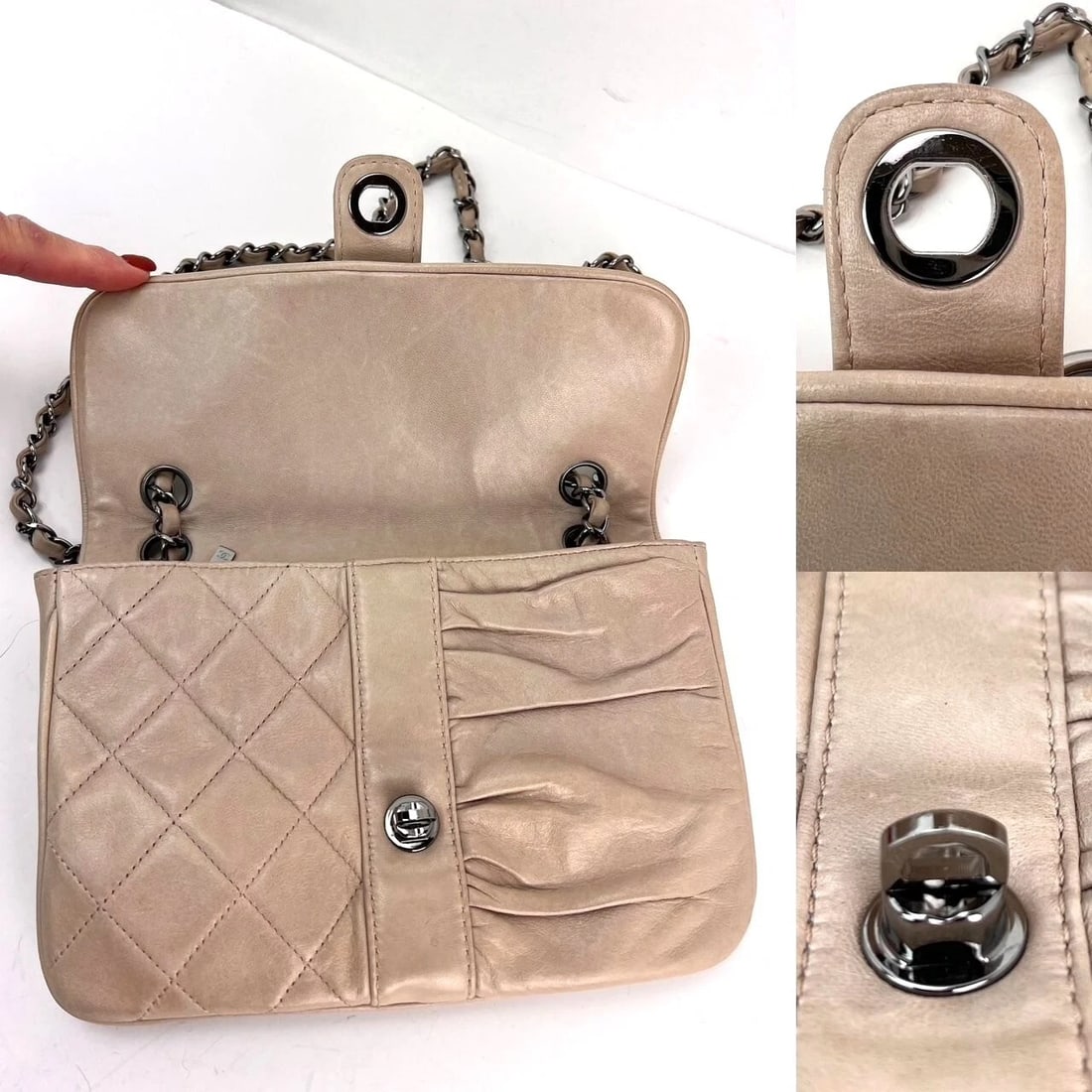 Chanel Lambskin Quilted Pile Ou Face Flap Beige Clair Shoulder Bag - 5