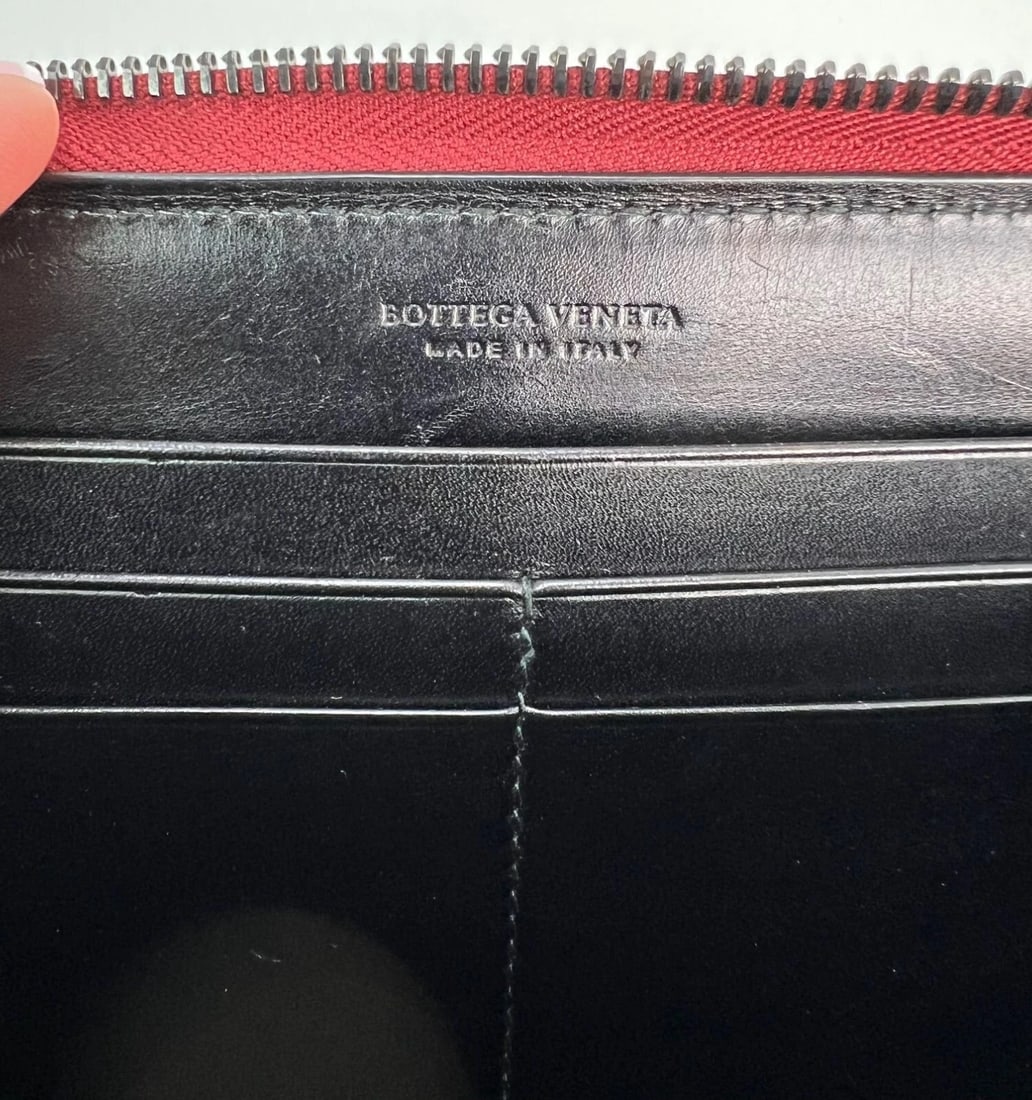 Bottega Veneta Burgundy Intrecciato Zip Around Leather Wallet Clutch - 6