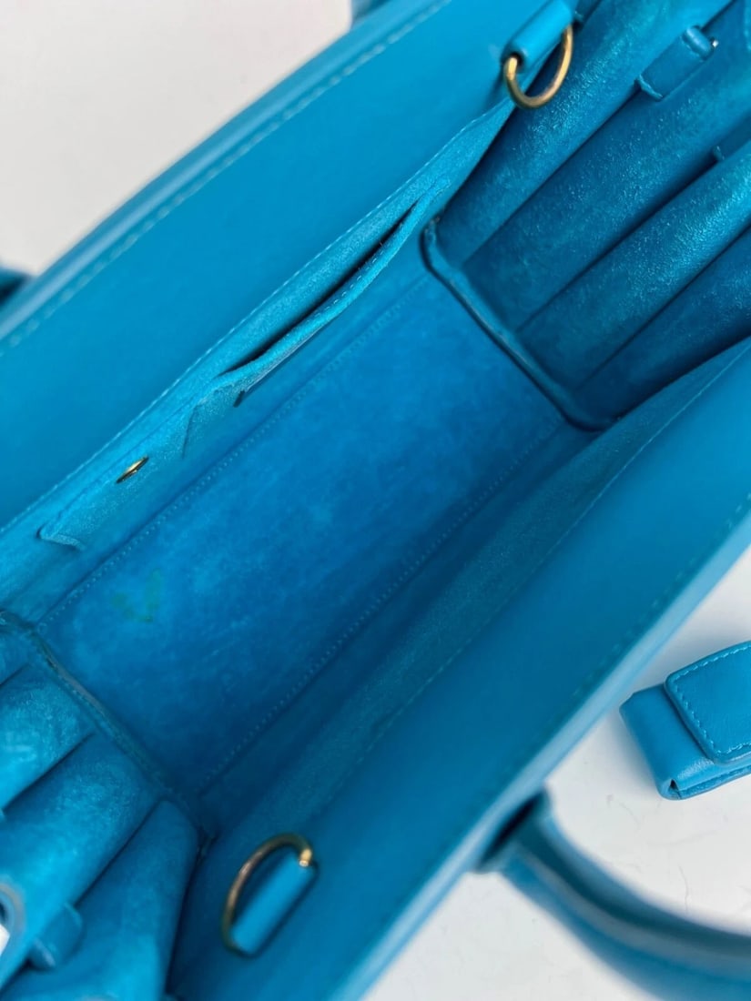 Saint Laurent Sac De Jour Blue Leather Crossbody Hand Bag - 11