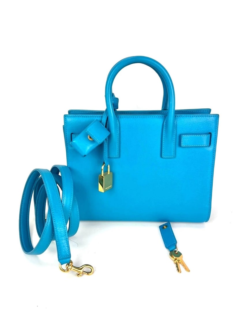 Saint Laurent Sac De Jour Blue Leather Crossbody Hand Bag - 4