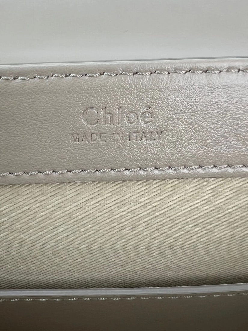 Chloe Shiny Calfskin Suede Small C Motty Gray Shoulder Bag - 11