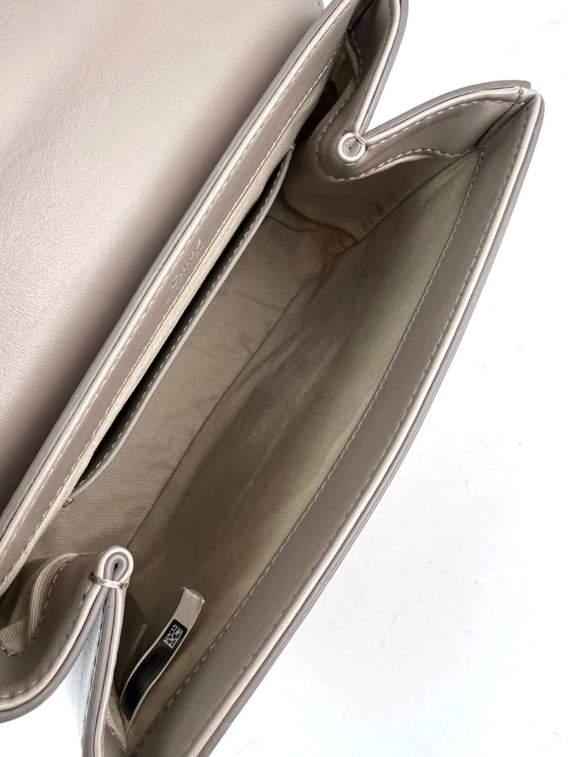 Chloe Shiny Calfskin Suede Small C Motty Gray Shoulder Bag - 13