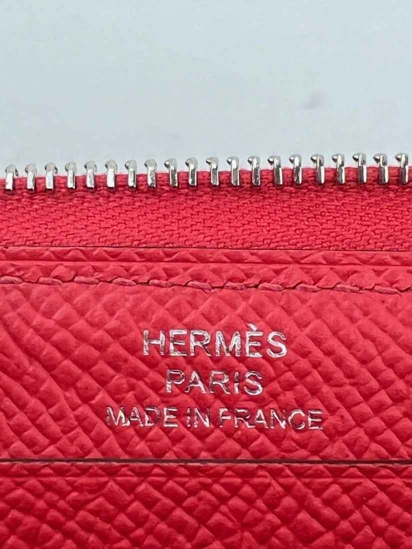 Hermes Epsom Lucky Wrist Azap Leather Pink Red Wallet - 15