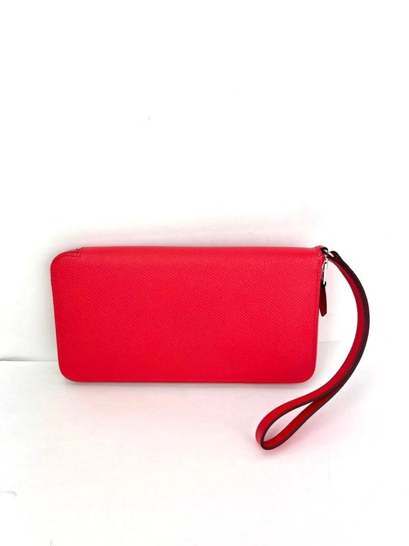Hermes Epsom Lucky Wrist Azap Leather Pink Red Wallet - 3