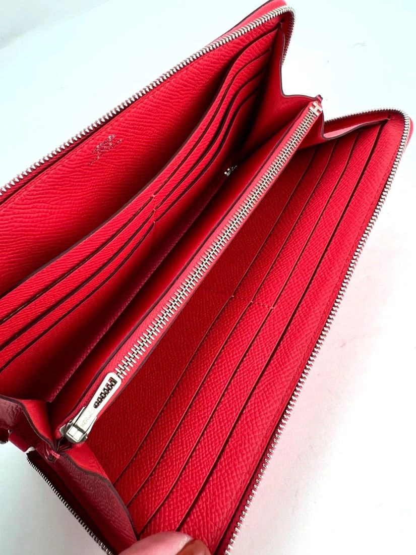 Hermes Epsom Lucky Wrist Azap Leather Pink Red Wallet - 5