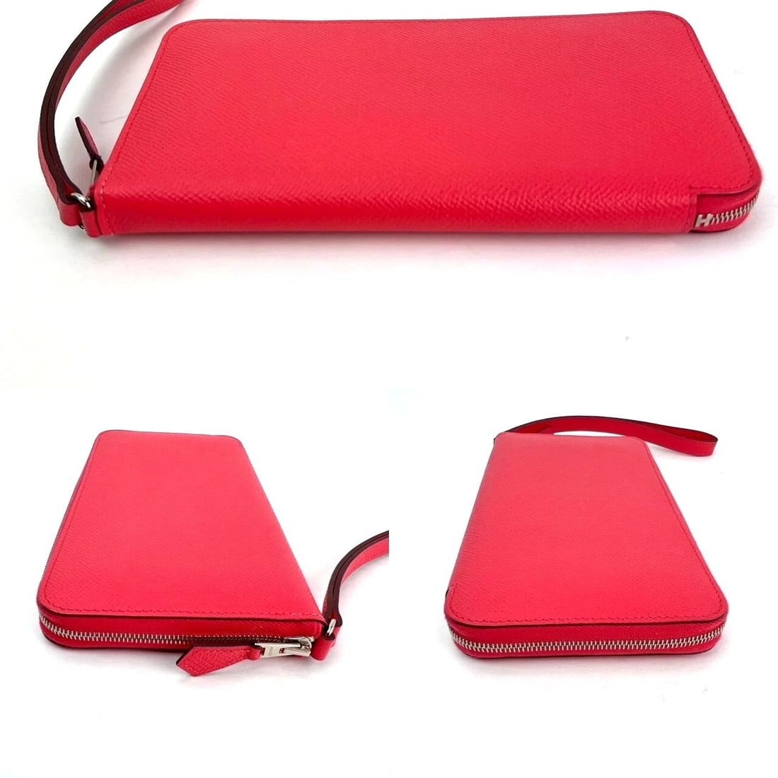 Hermes Epsom Lucky Wrist Azap Leather Pink Red Wallet - 9