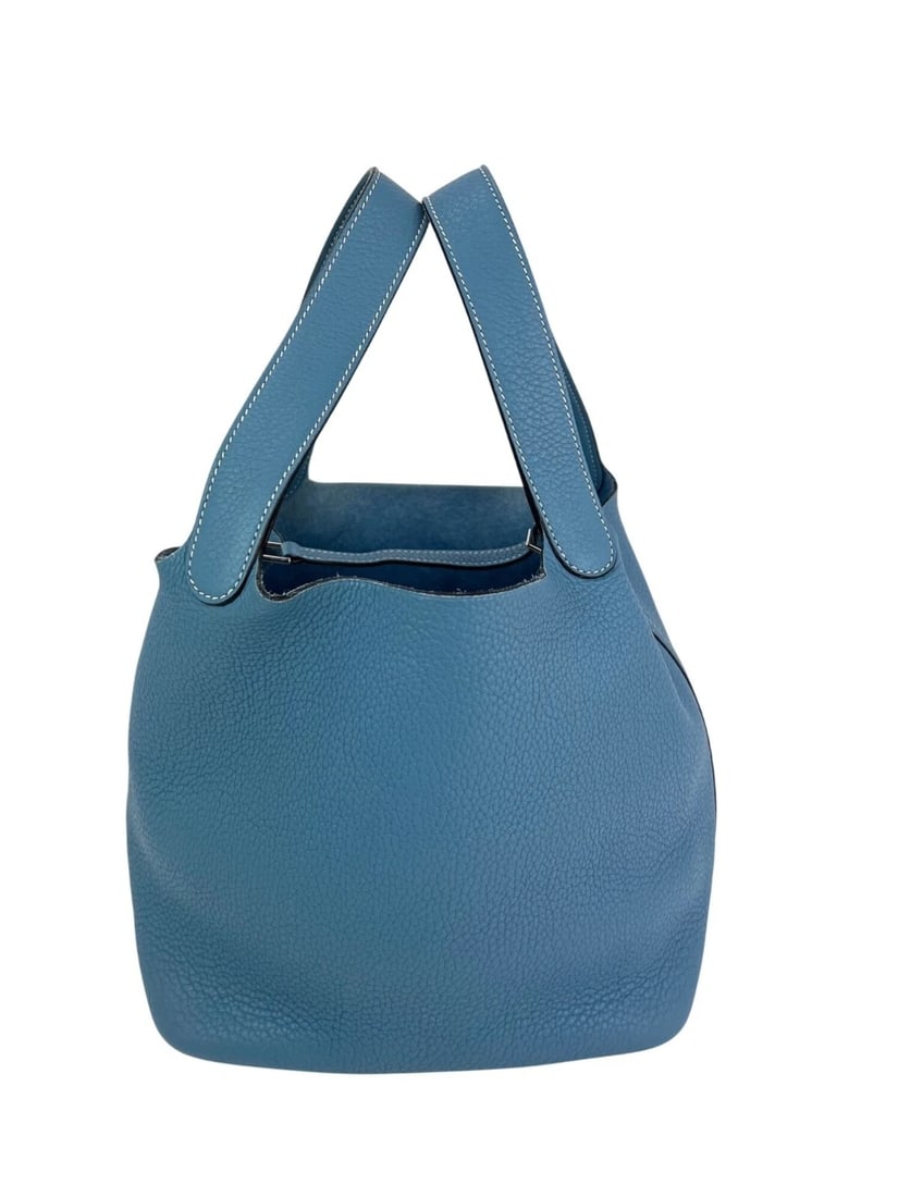 Hermes Taurillon Clemence Picotin 22 MM Blue Leather Hand Bag (1 of 15)