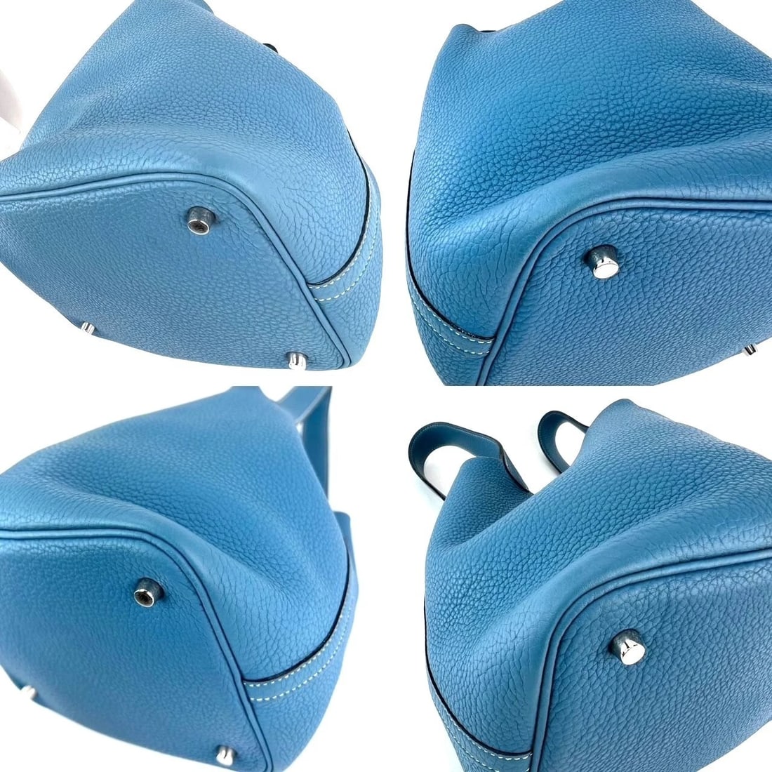 Hermes Taurillon Clemence Picotin 22 MM Blue Leather Hand Bag - 5