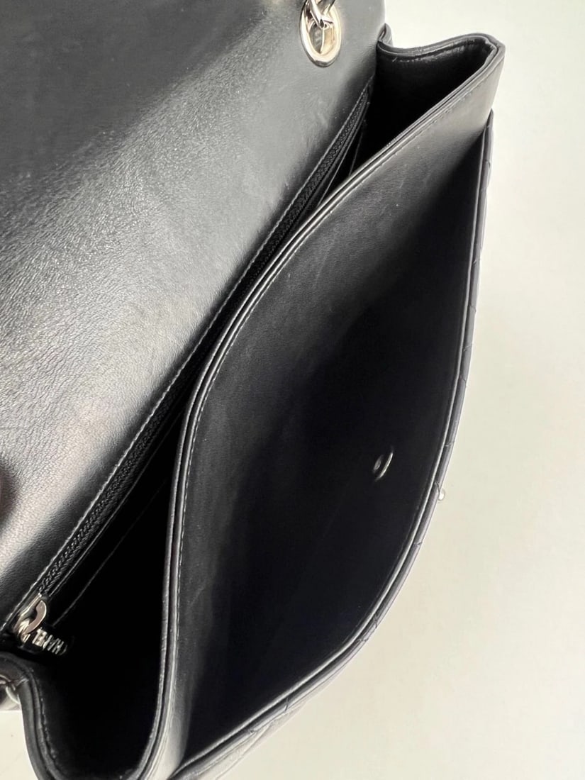 Chanel Quilted Lambskin Valentine Crystal Charms MM Single Flap Black Bag - 15