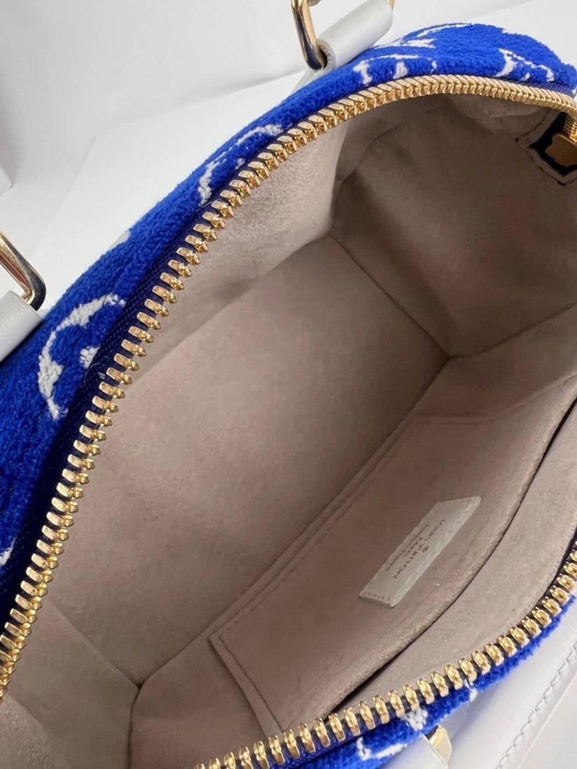 Louis Vuitton Jacquard Velvet Speedy 20 Bandouliere Blue Crossbody Bag - 4