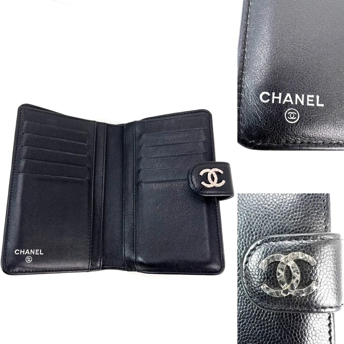 Chanel Caviar Timeless CC Zippered Pocket Black Wallet - 4