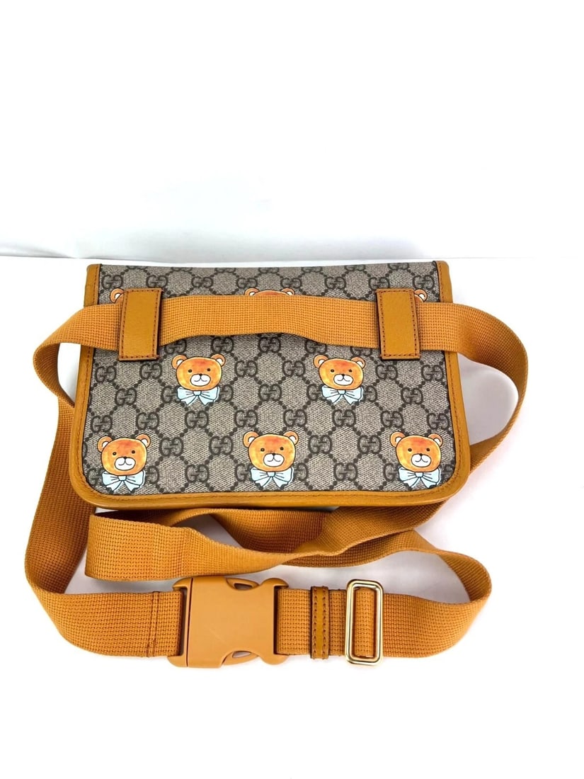 Gucci XKai GG Supreme Slim Vintage Sun Oil Bear Belt Sling Bag - 3
