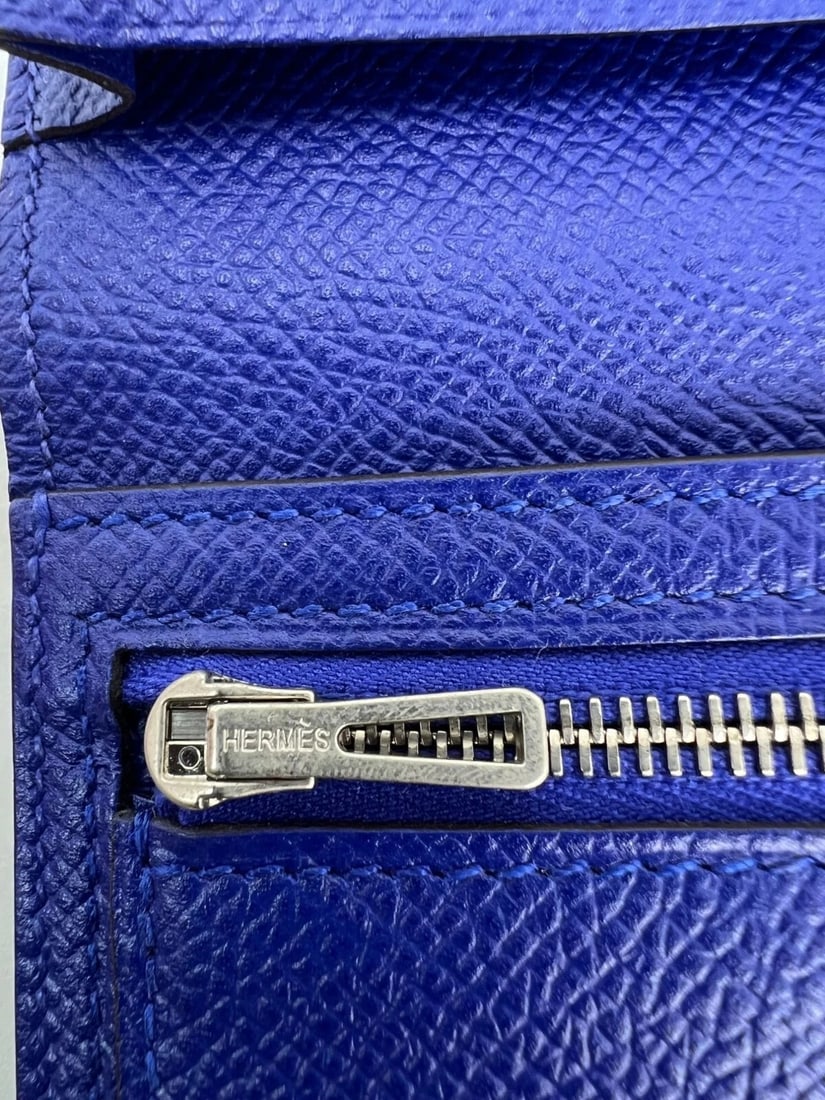 Hermes Long Epson Bearn Gusset Electrique Bleu Wallet - 11