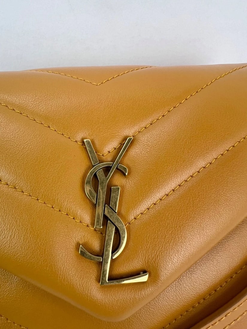 Saint Laurent Calfskin Quilted Toy Loulou Yellow Crossbody Bag - 11