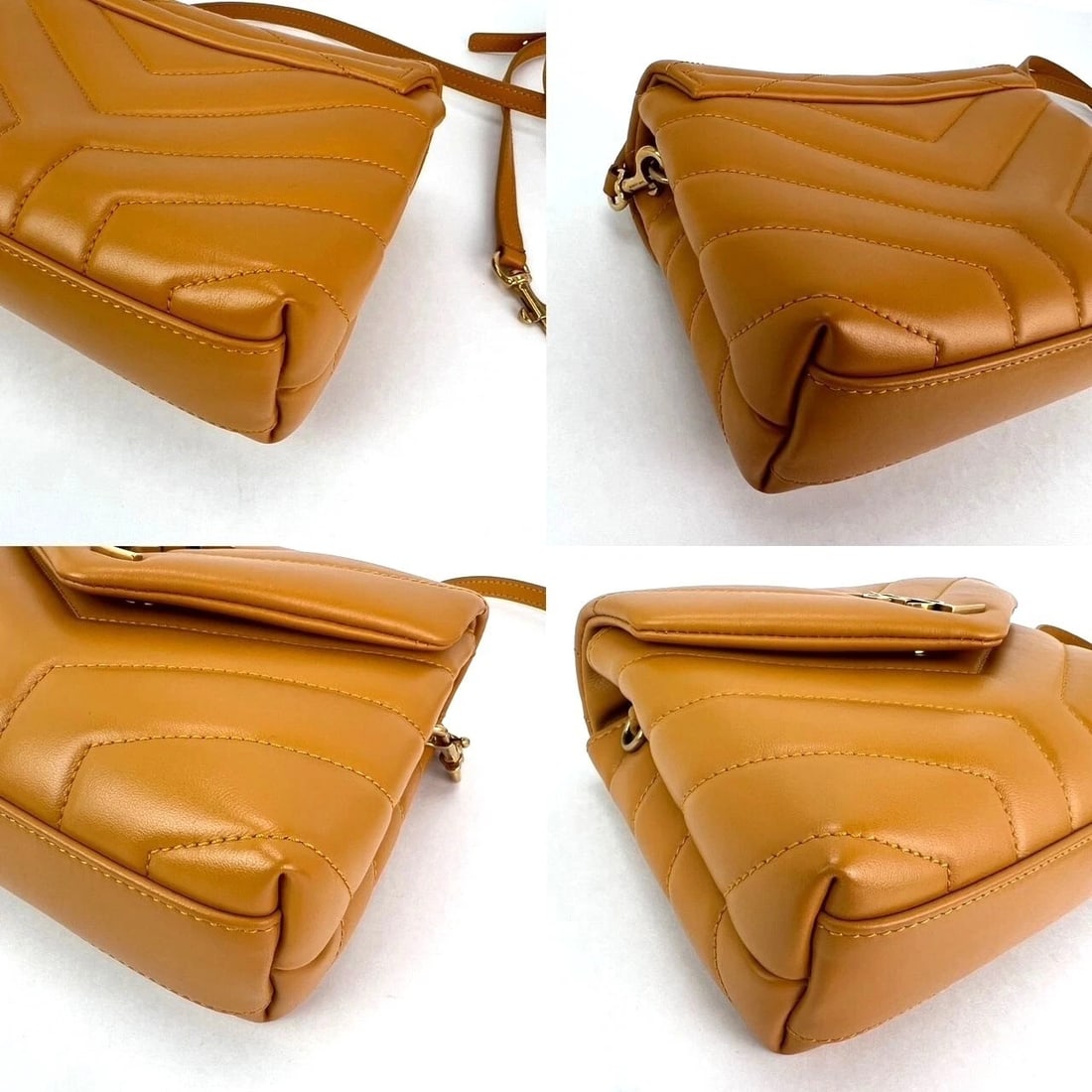 Saint Laurent Calfskin Quilted Toy Loulou Yellow Crossbody Bag - 8