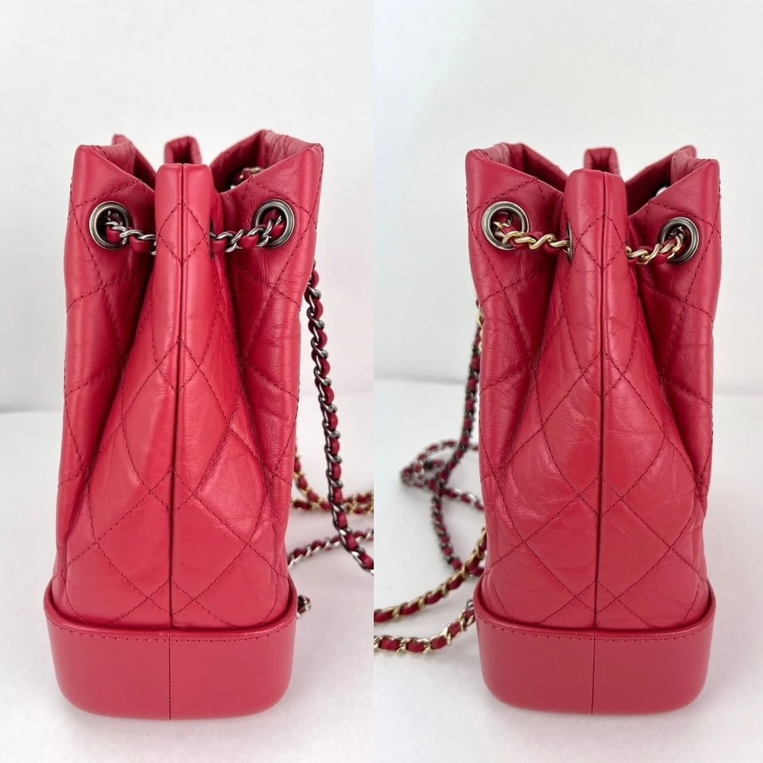 Chanel Aged Calfskin Quilted Small Gabrielle Red Backpack - 5