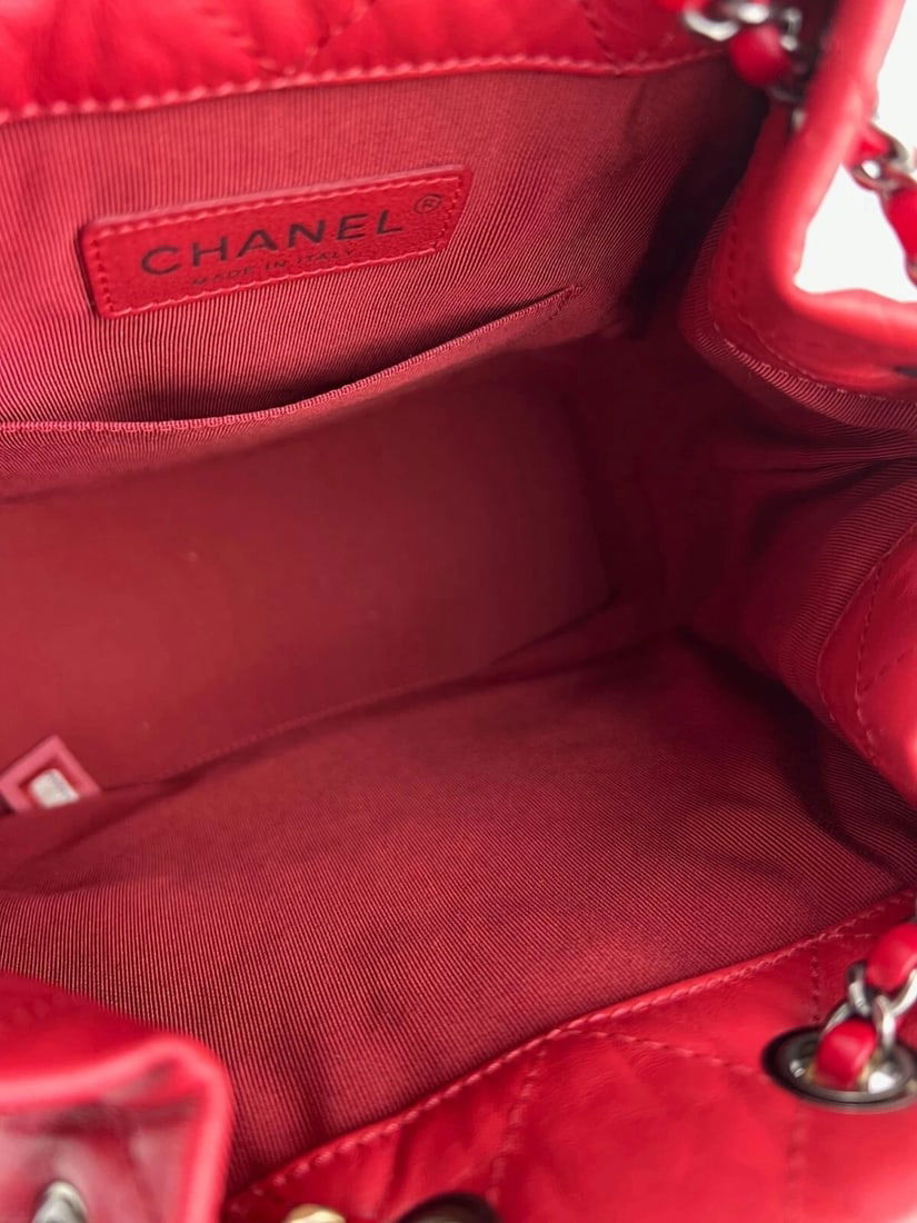 Chanel Aged Calfskin Quilted Small Gabrielle Red Backpack - 6