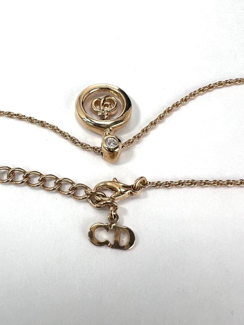 Christian Dior Round Crystal Pendant Charm Necklace - 8