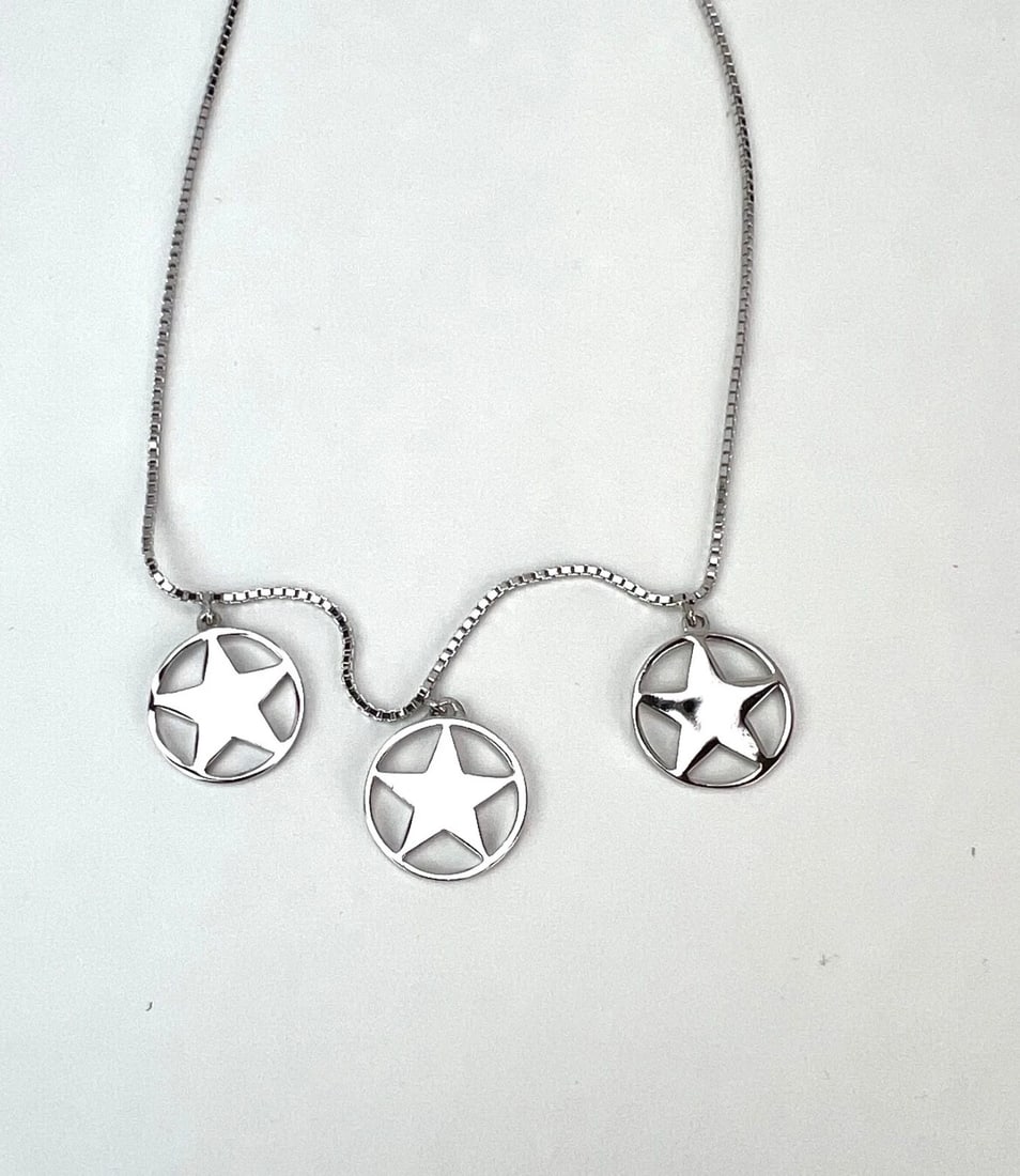 Christian Dior Multi Star Adjustable Silver Finish Necklace - 10