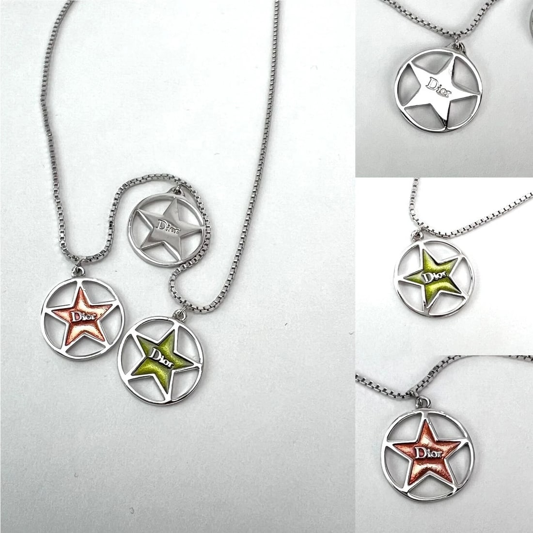Christian Dior Multi Star Adjustable Silver Finish Necklace - 4