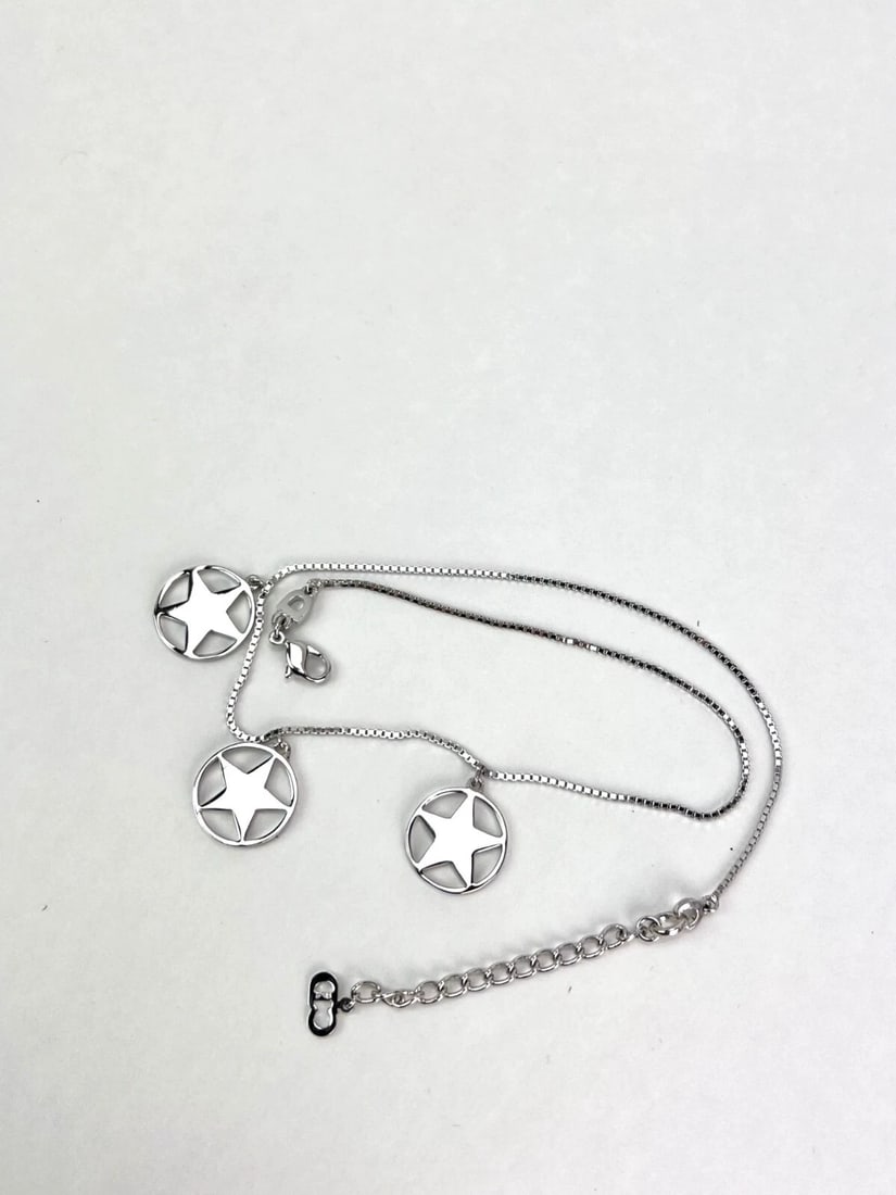 Christian Dior Multi Star Adjustable Silver Finish Necklace - 9
