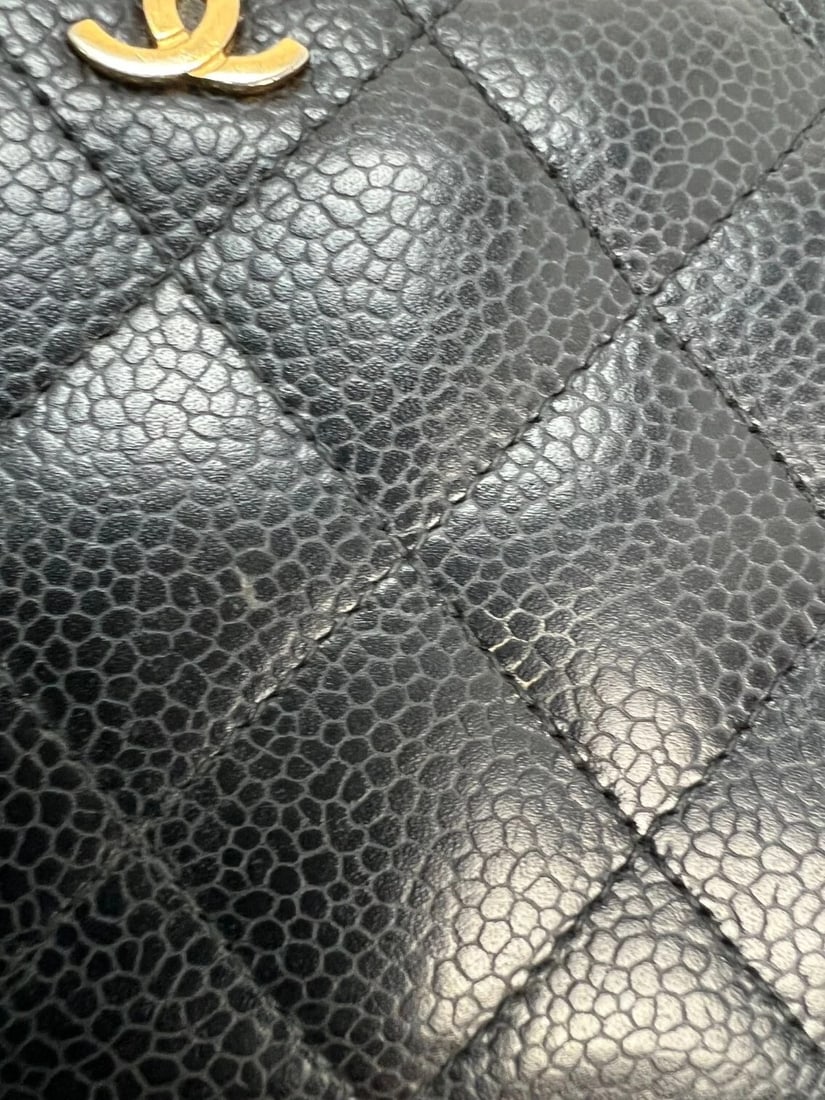 Chanel Caviar Quilted Large Gusset Zip Around Black Wallet - 13