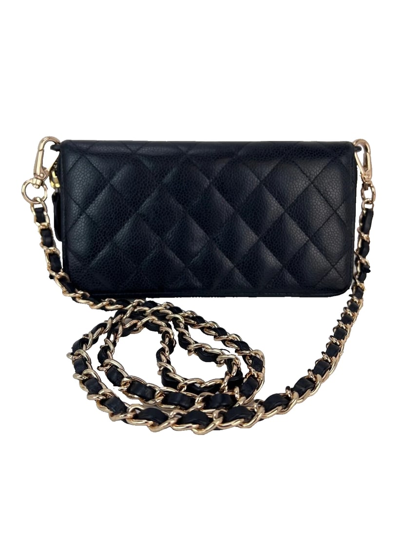 Chanel Caviar Quilted Large Gusset Zip Around Black Wallet - 4