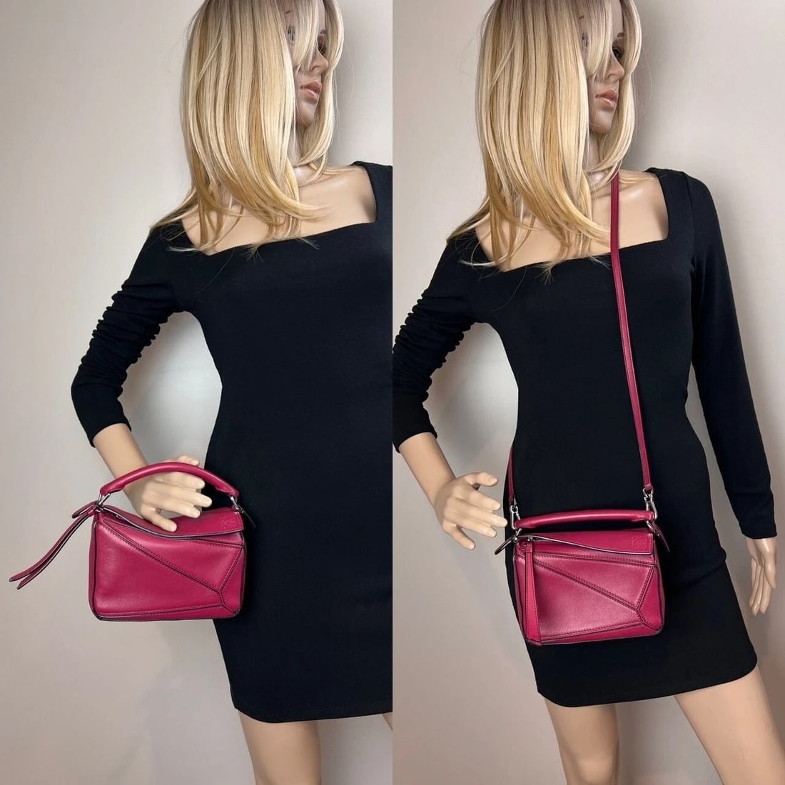 Loewe Calfskin Mini Crimson Puzzle Crossbody Hand Bag - 11