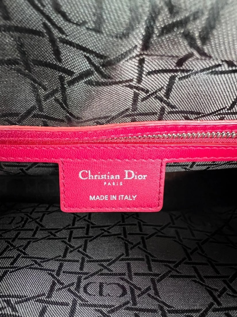 Christian Dior Lambskin Cannage Large Red Lady Dior Shoulder Bag - 9