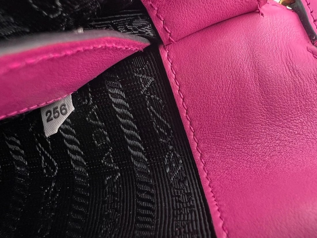 Prada City Calf Cahier Pink Black Leather Crossbody Belt Bag - 10