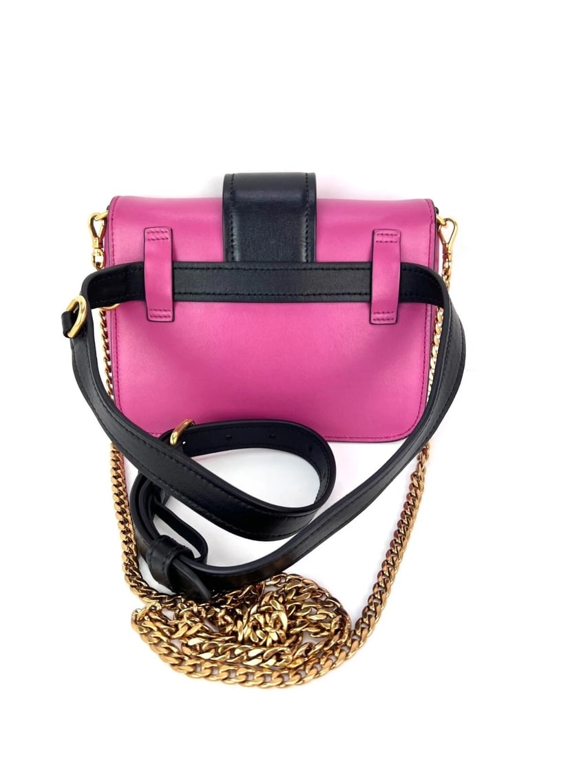 Prada City Calf Cahier Pink Black Leather Crossbody Belt Bag - 3