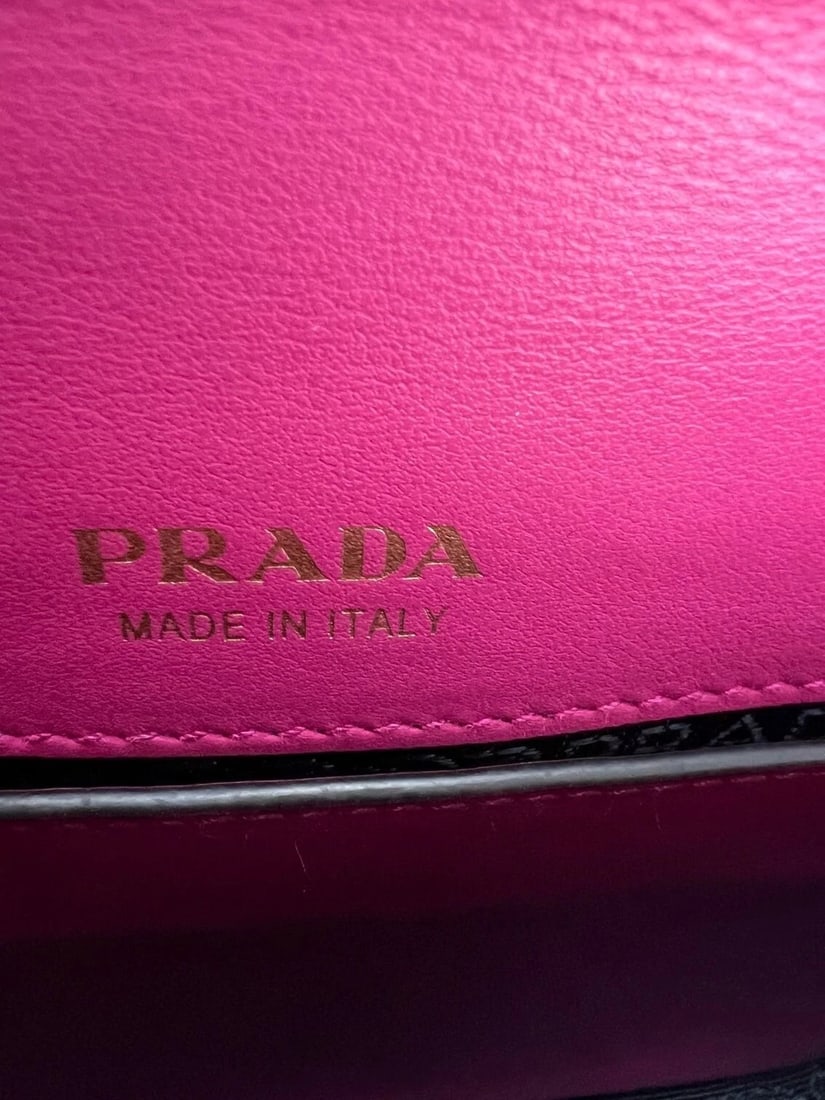 Prada City Calf Cahier Pink Black Leather Crossbody Belt Bag - 5