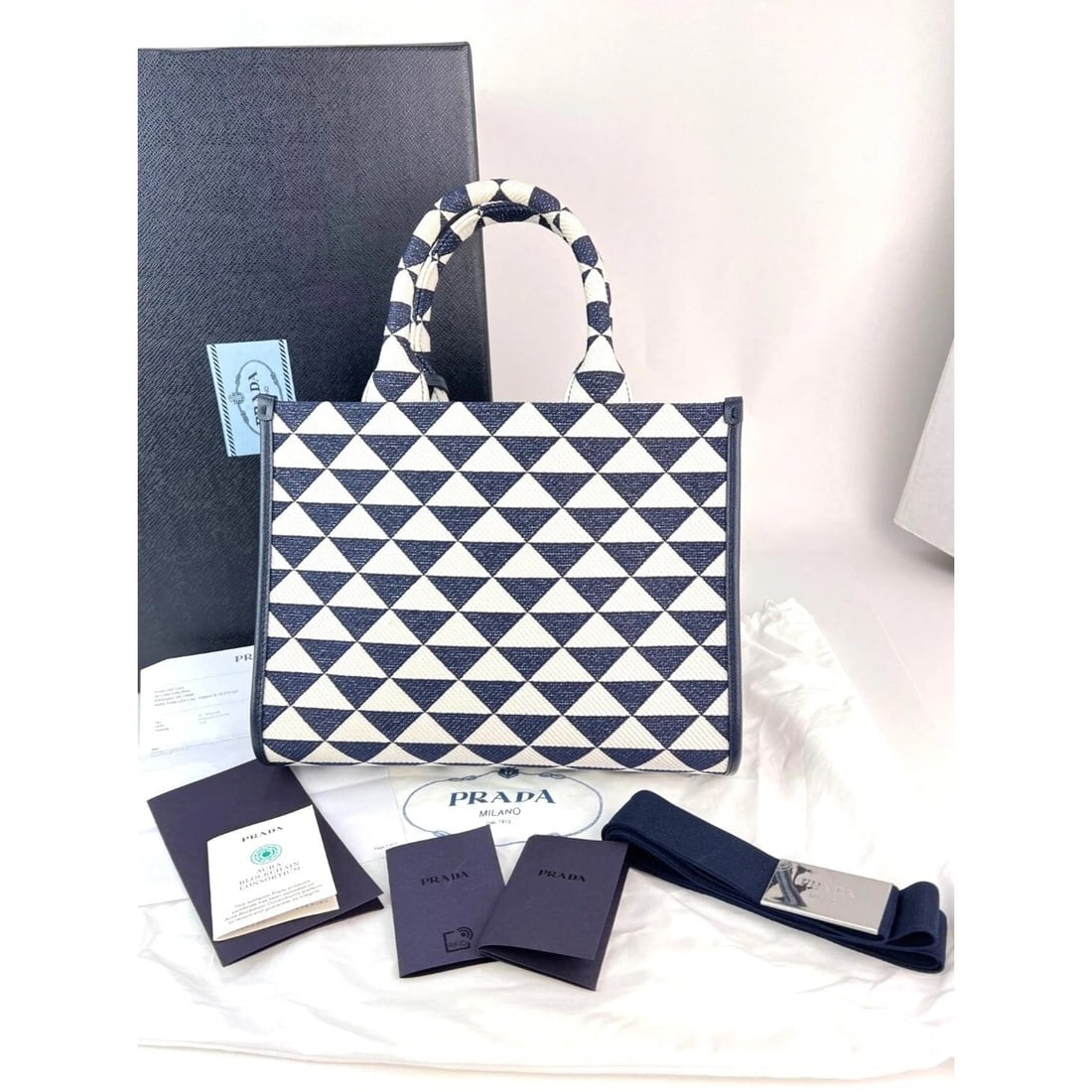 Prada Small Symbole Embroidered Fabric Handbag - 3